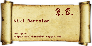 Nikl Bertalan névjegykártya